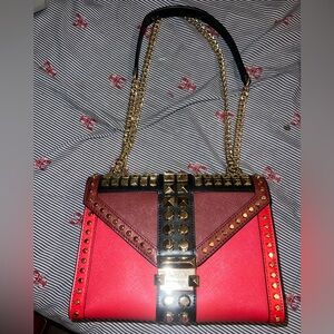 Michael kids Whitney burgundy red black gold stud bag